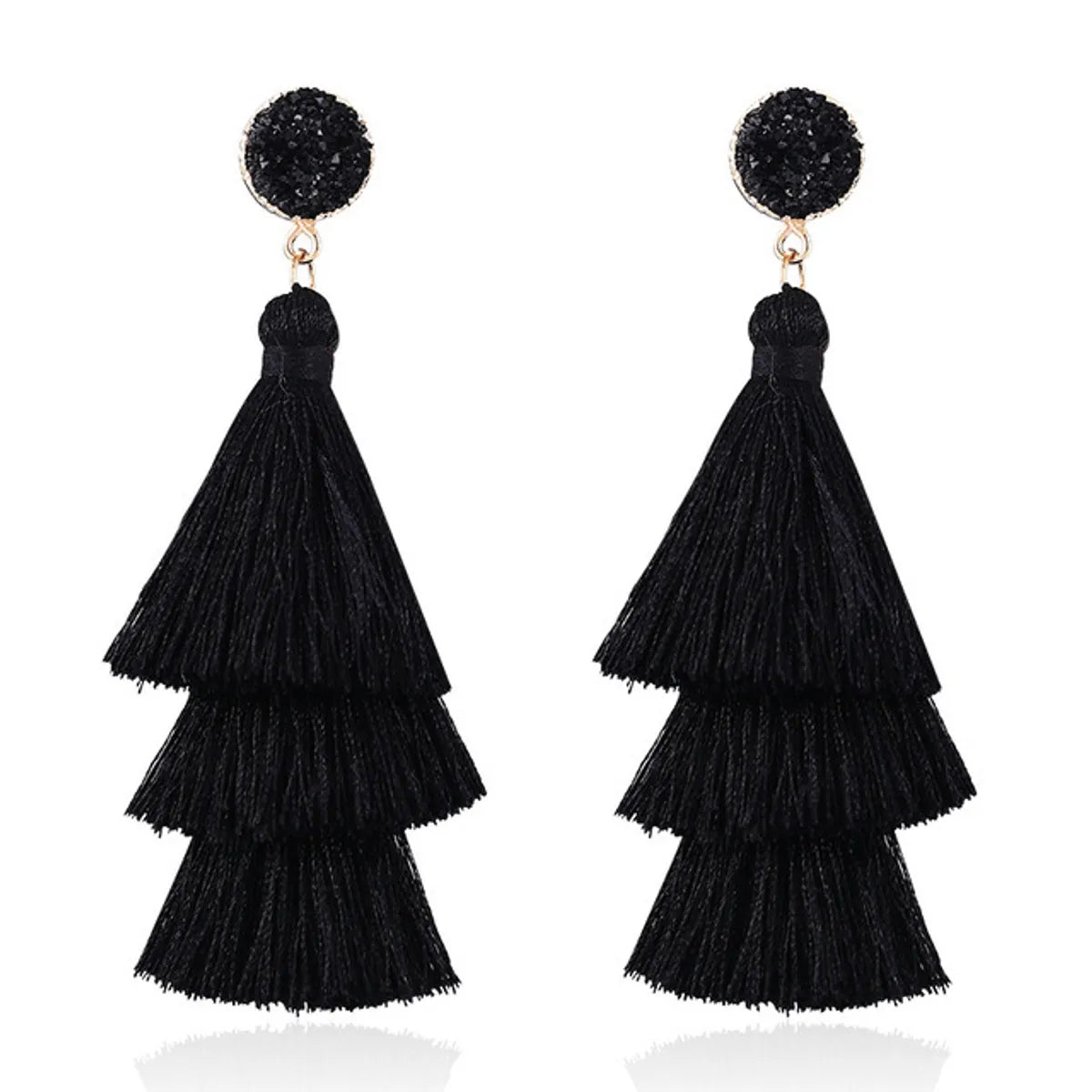 1 Pair Fashion Solid Color Alloy Cloth Tassel Women'S Drop Earrings