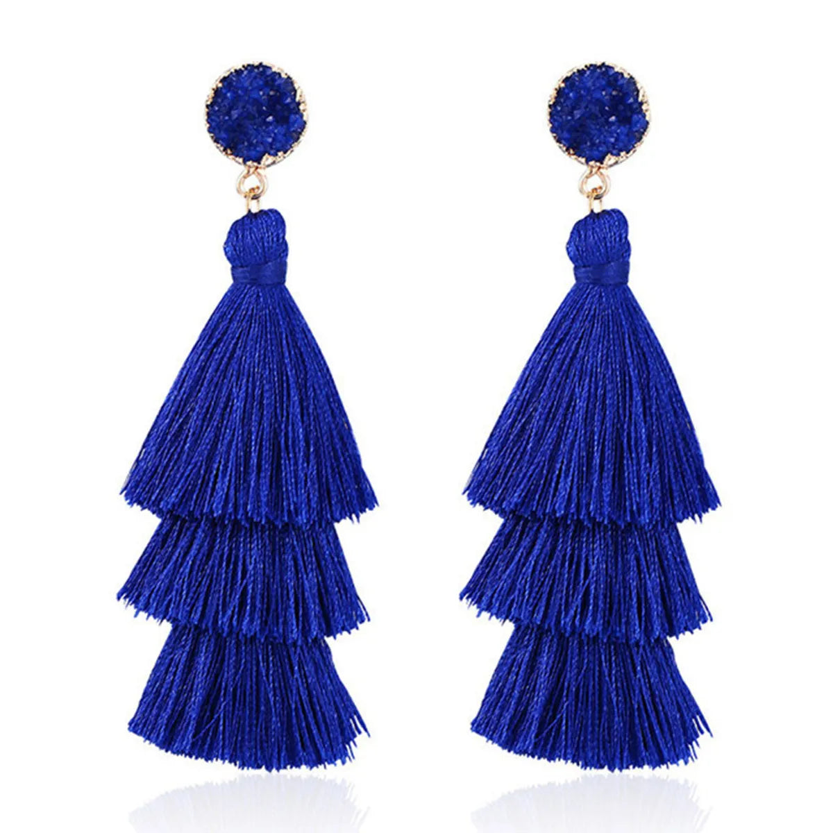 1 Pair Fashion Solid Color Alloy Cloth Tassel Women'S Drop Earrings