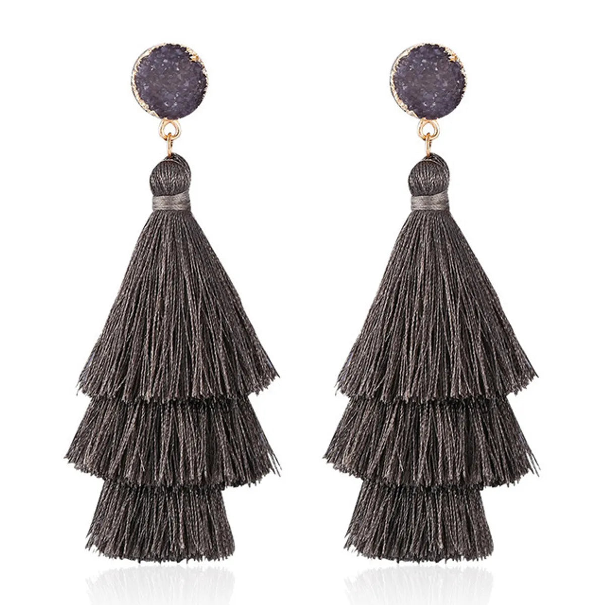 1 Pair Fashion Solid Color Alloy Cloth Tassel Women'S Drop Earrings