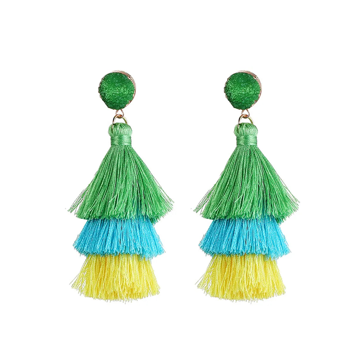 1 Pair Fashion Solid Color Alloy Cloth Tassel Women'S Drop Earrings