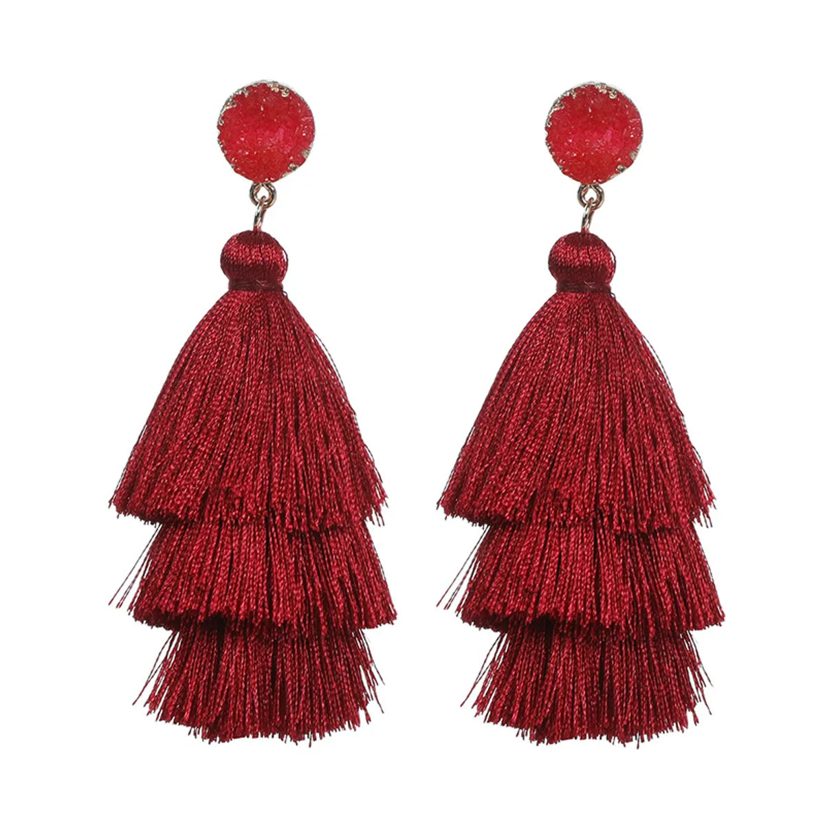 1 Pair Fashion Solid Color Alloy Cloth Tassel Women'S Drop Earrings