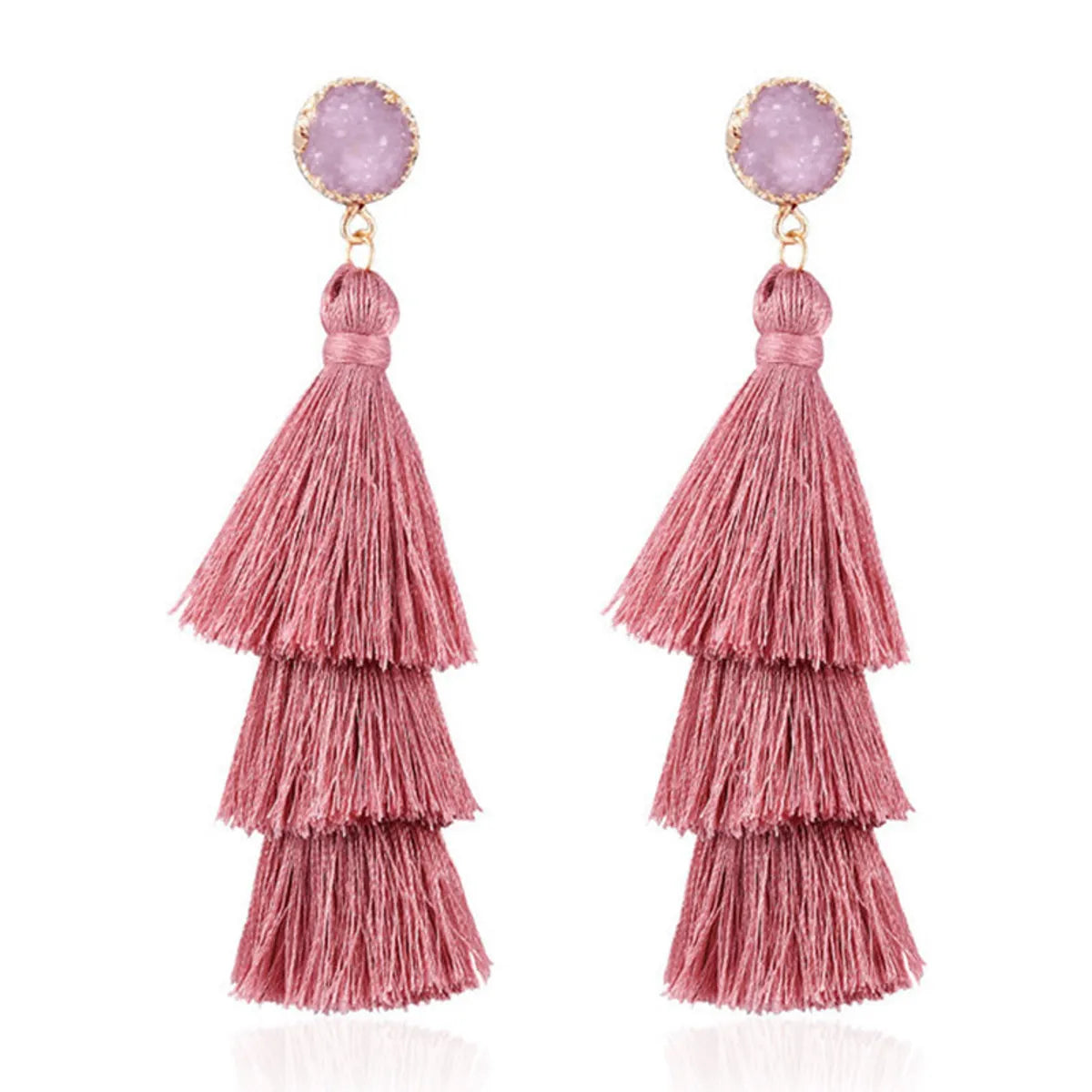 1 Pair Fashion Solid Color Alloy Cloth Tassel Women'S Drop Earrings