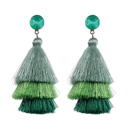 1 Pair Fashion Solid Color Alloy Cloth Tassel Women'S Drop Earrings