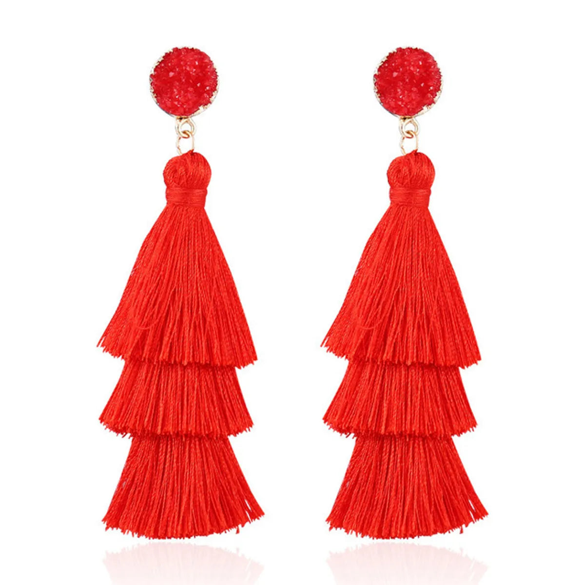 1 Pair Fashion Solid Color Alloy Cloth Tassel Women'S Drop Earrings