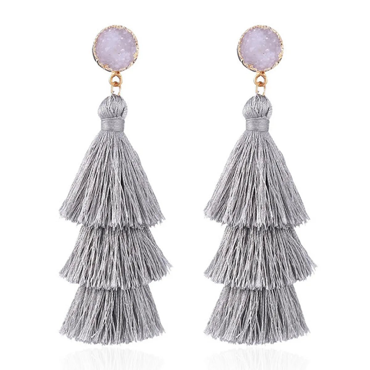 1 Pair Fashion Solid Color Alloy Cloth Tassel Women'S Drop Earrings