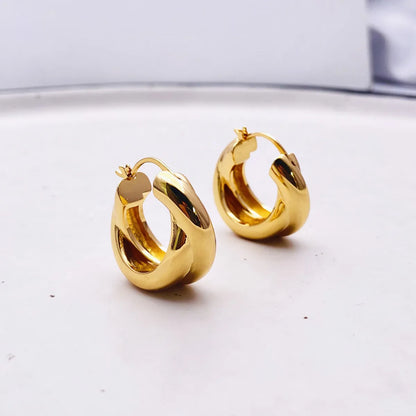 1 Pair Fashion Solid Color Copper Plating Hoop Earrings