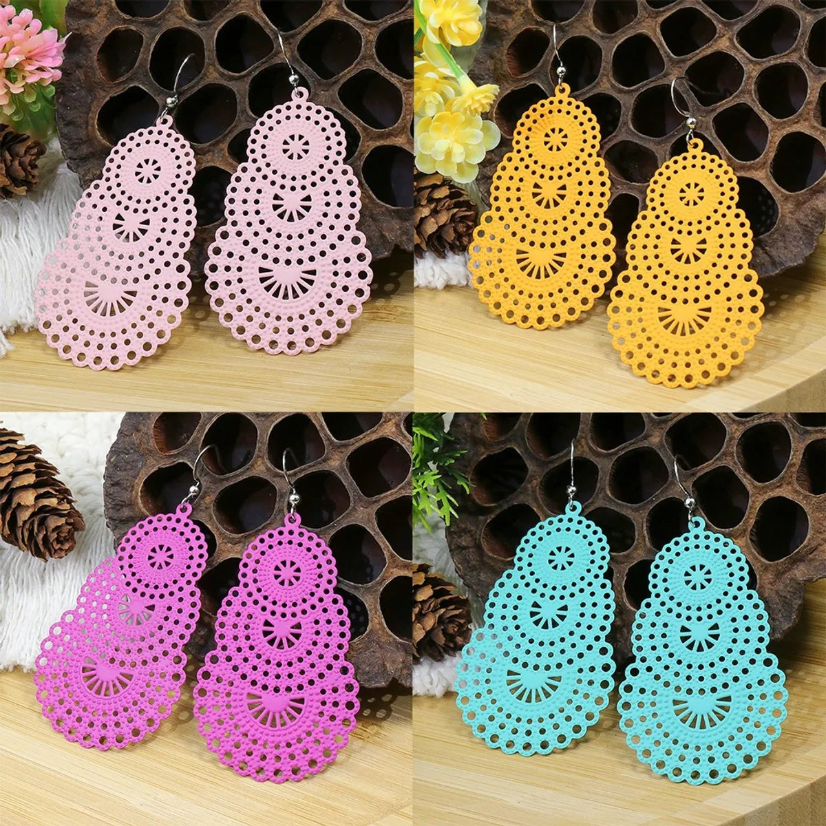 1 Pair Fashion Solid Color Metal Stoving Varnish Women's Drop Earrings