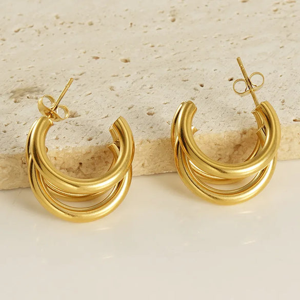1 Pair Fashion Solid Color Stainless Steel Asymmetrical Irregular Plating Earrings