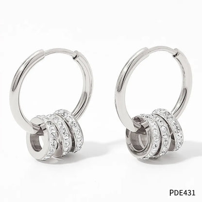 1 Pair Fashion Solid Color Inlay 304 Stainless Steel Rhinestones 16K Gold Plated White Gold Plated Gold Plated Earrings