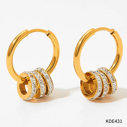 1 Pair Fashion Solid Color Inlay 304 Stainless Steel Rhinestones 16K Gold Plated White Gold Plated Gold Plated Earrings