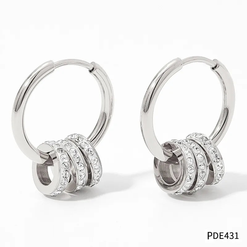 1 Pair Fashion Solid Color Inlay 304 Stainless Steel Rhinestones 16K Gold Plated White Gold Plated Gold Plated Earrings