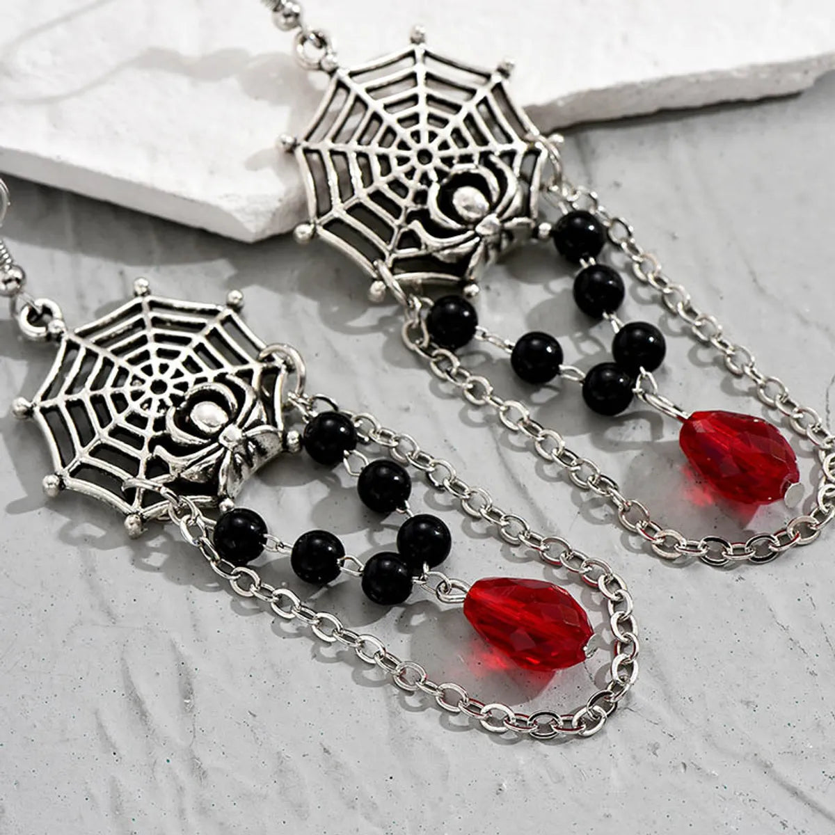 1 Pair Fashion Spider Web Artificial Gemstones Alloy Plating Women's Drop Earrings