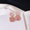 1 Pair Fashion Square Alloy Plating Rhinestones Women'S Drop Earrings