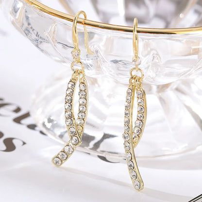 1 Pair Fashion Square Alloy Plating Rhinestones Women'S Drop Earrings