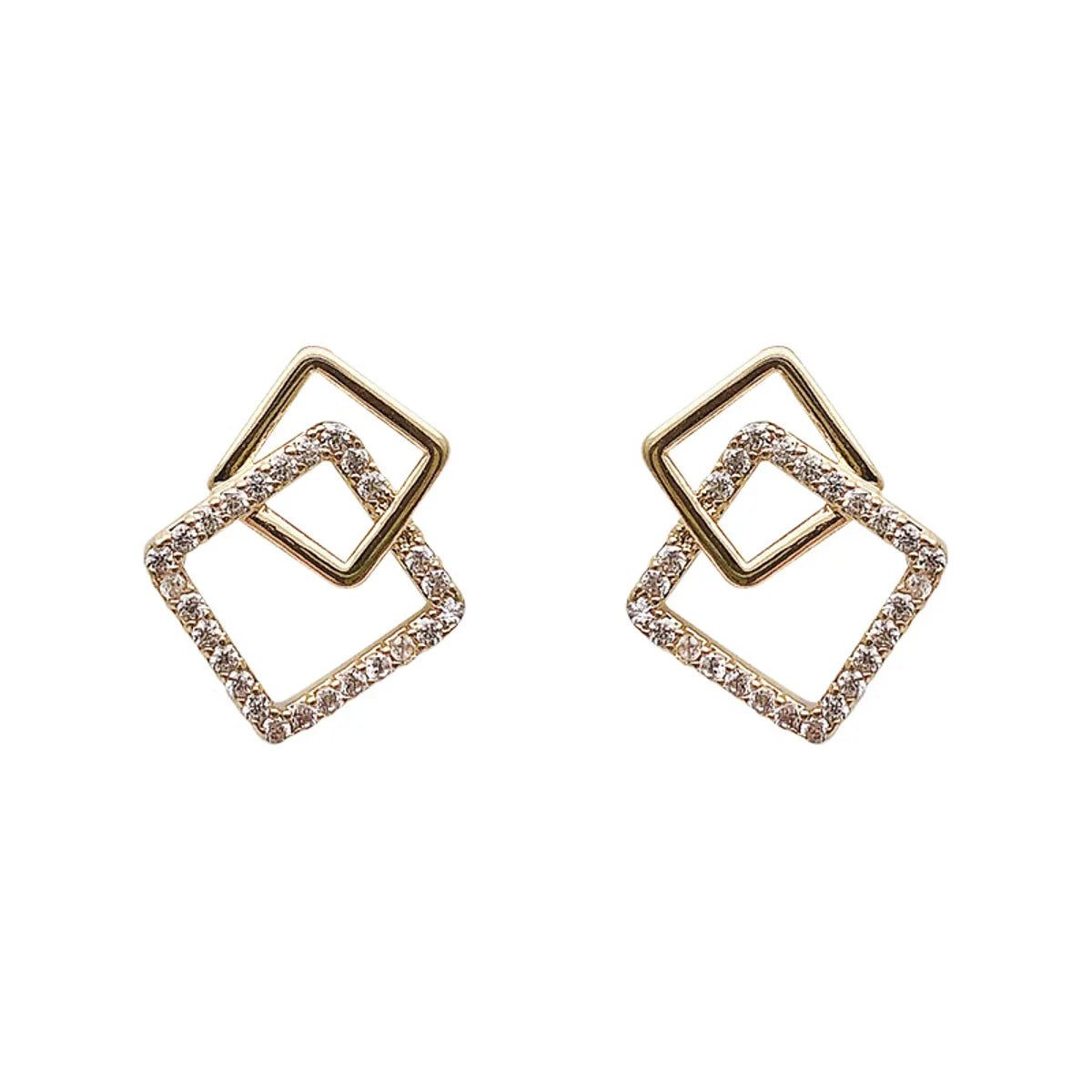 1 Pair Fashion Square Alloy Rhinestone Women's Ear Studs