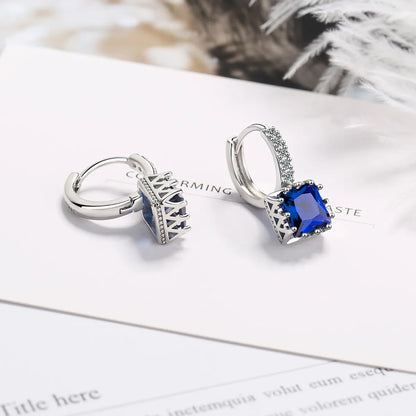 1 Pair Fashion Square Copper Plating Zircon Earrings