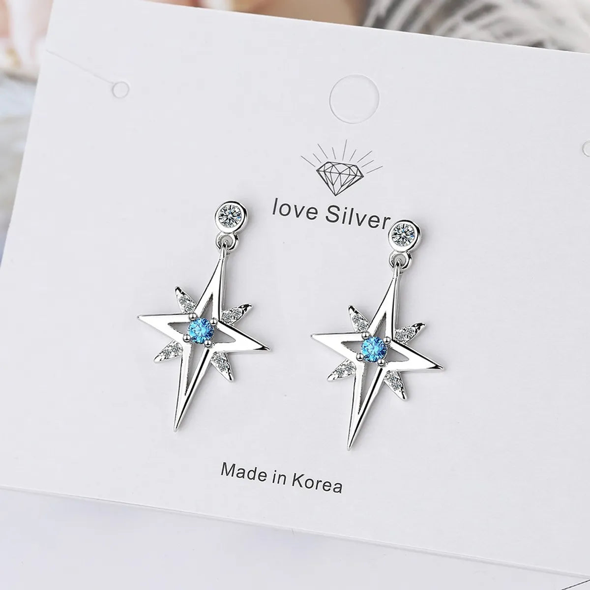 1 Pair Fashion Star Copper Inlay Zircon Drop Earrings