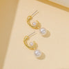 1 Pair Fashion Star Flower Imitation Pearl Alloy Inlay Rhinestones Women'S Earrings