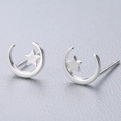 1 Pair Fashion Star Heart Shape Fish Tail Sterling Silver Plating Ear Studs