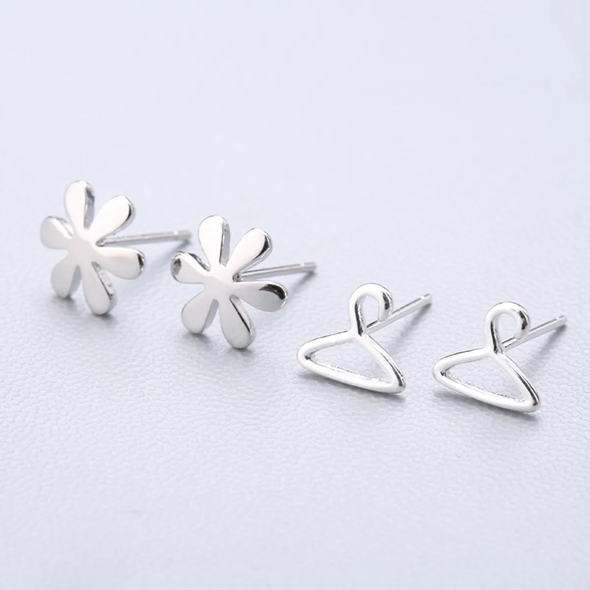 1 Pair Fashion Star Heart Shape Fish Tail Sterling Silver Plating Ear Studs