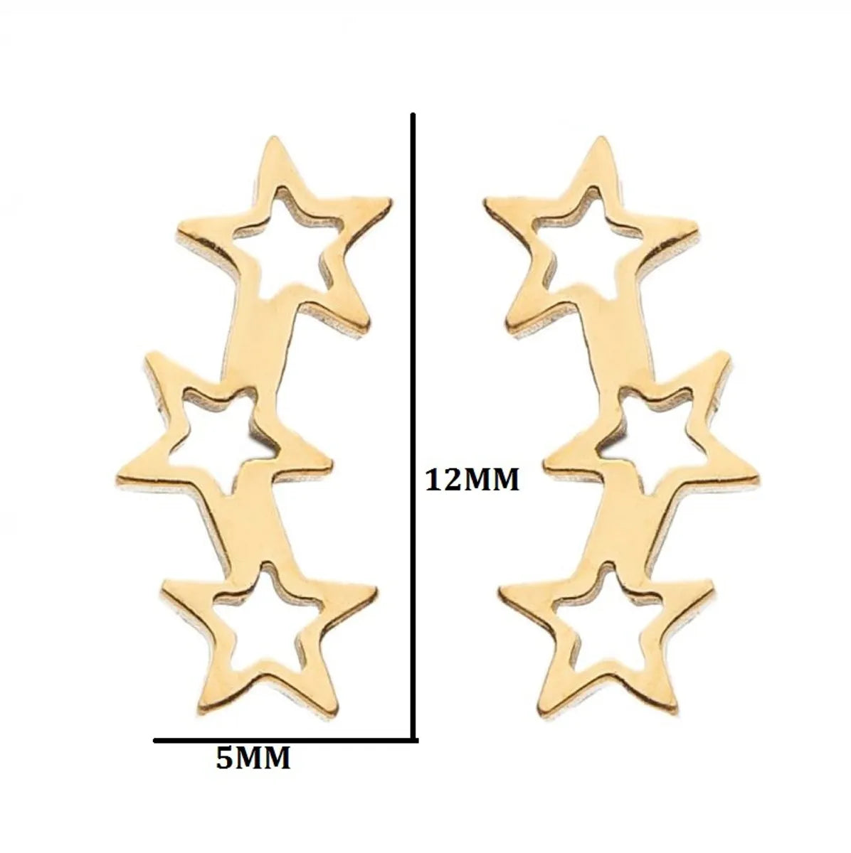 1 Pair Fashion Star Moon Plating 304 Stainless Steel 18K Gold Plated Ear Studs