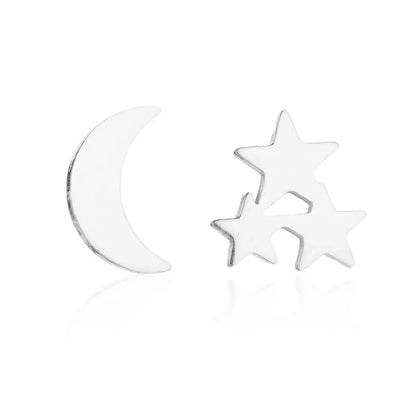 1 Pair Fashion Star Moon Plating 304 Stainless Steel 18K Gold Plated Ear Studs