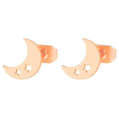 1 Pair Fashion Star Moon Plating 304 Stainless Steel 18K Gold Plated Ear Studs