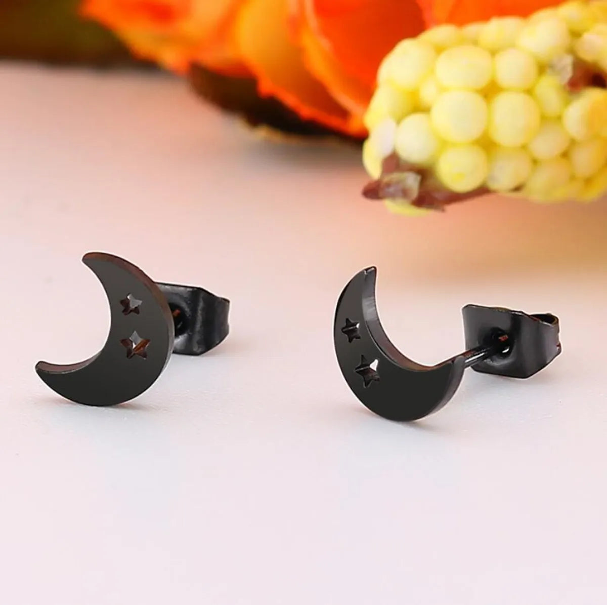 1 Pair Fashion Star Moon Plating 304 Stainless Steel 18K Gold Plated Ear Studs