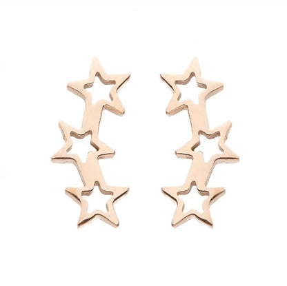 1 Pair Fashion Star Moon Plating 304 Stainless Steel 18K Gold Plated Ear Studs