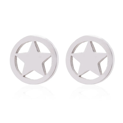 1 Pair Fashion Star Moon Plating 304 Stainless Steel 18K Gold Plated Ear Studs