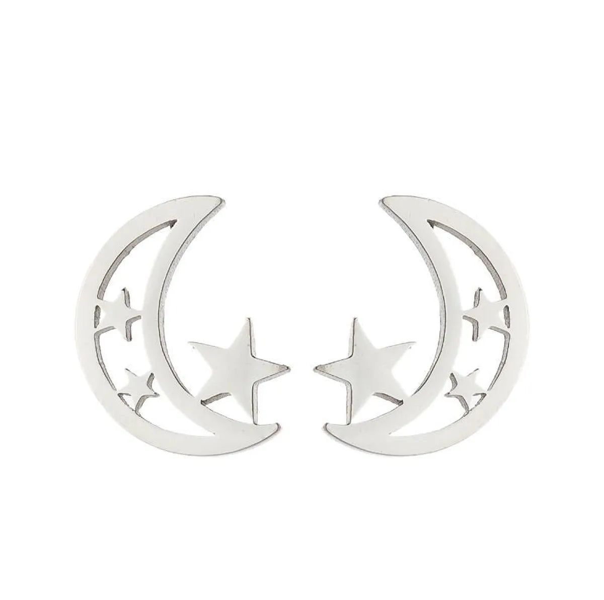 1 Pair Fashion Star Moon Plating 304 Stainless Steel 18K Gold Plated Ear Studs