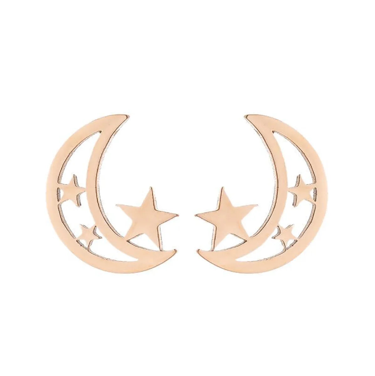 1 Pair Fashion Star Moon Plating 304 Stainless Steel 18K Gold Plated Ear Studs