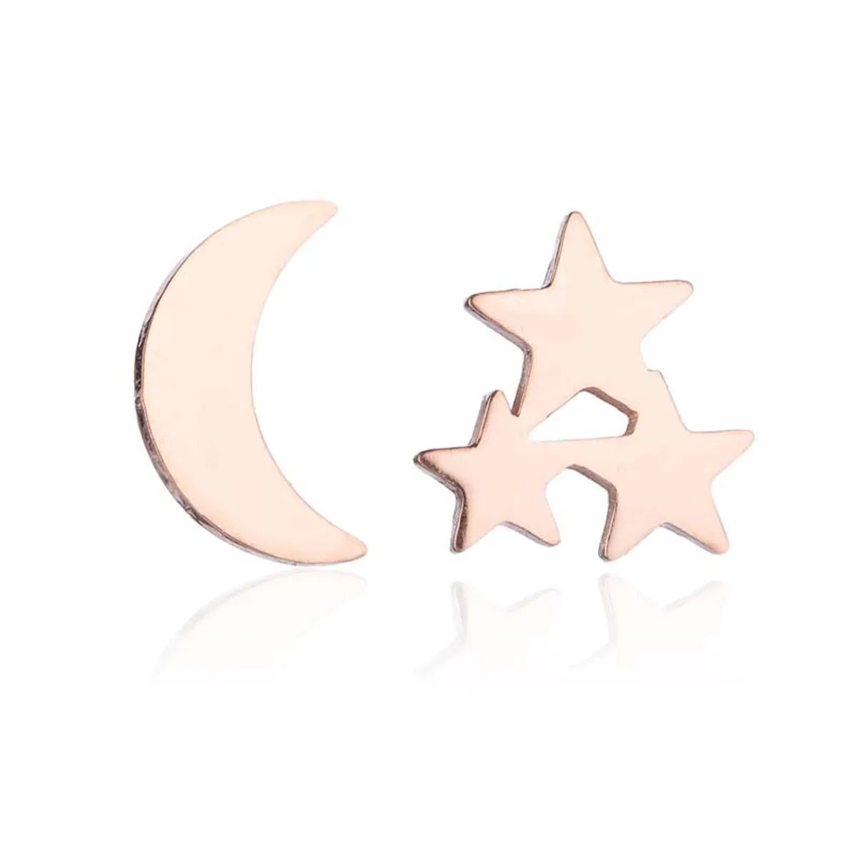 1 Pair Fashion Star Moon Plating 304 Stainless Steel 18K Gold Plated Ear Studs