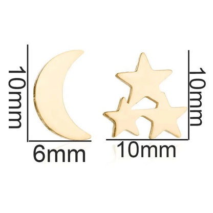 1 Pair Fashion Star Moon Plating 304 Stainless Steel 18K Gold Plated Ear Studs