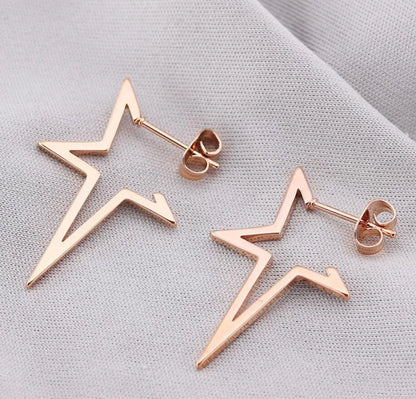 1 Pair Fashion Star Moon Plating 304 Stainless Steel 18K Gold Plated Ear Studs