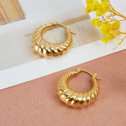 1 Pair Fashion Stripe Solid Color Stainless Steel Plating Earrings