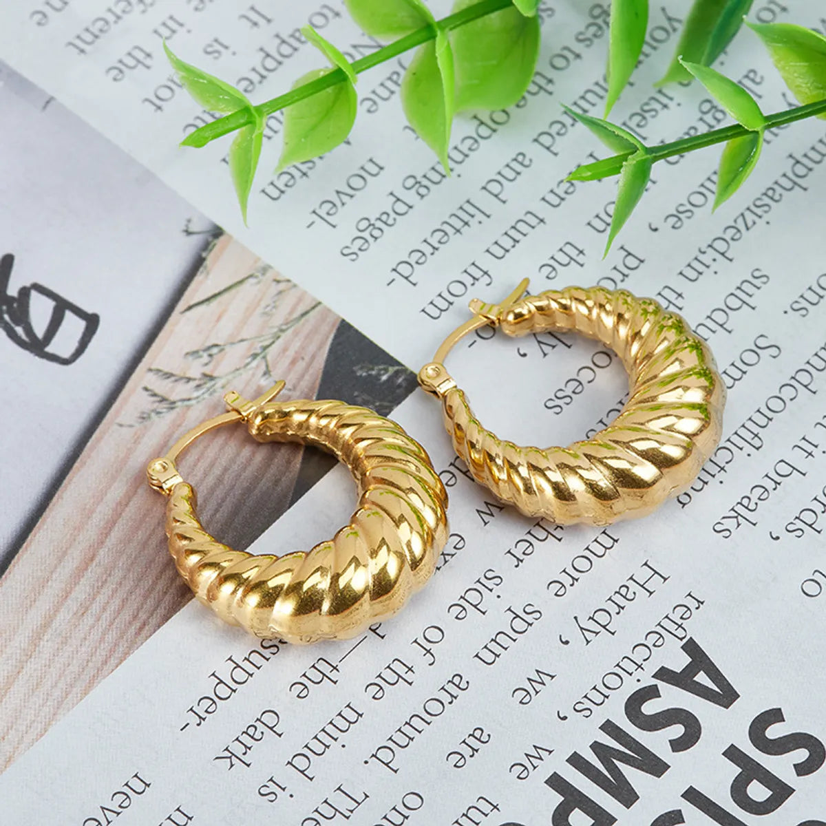 1 Pair Fashion Stripe Solid Color Stainless Steel Plating Earrings