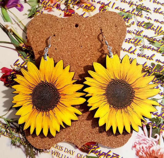 1 Pair Fashion Sunflower Wood Patchwork Women'S Earrings