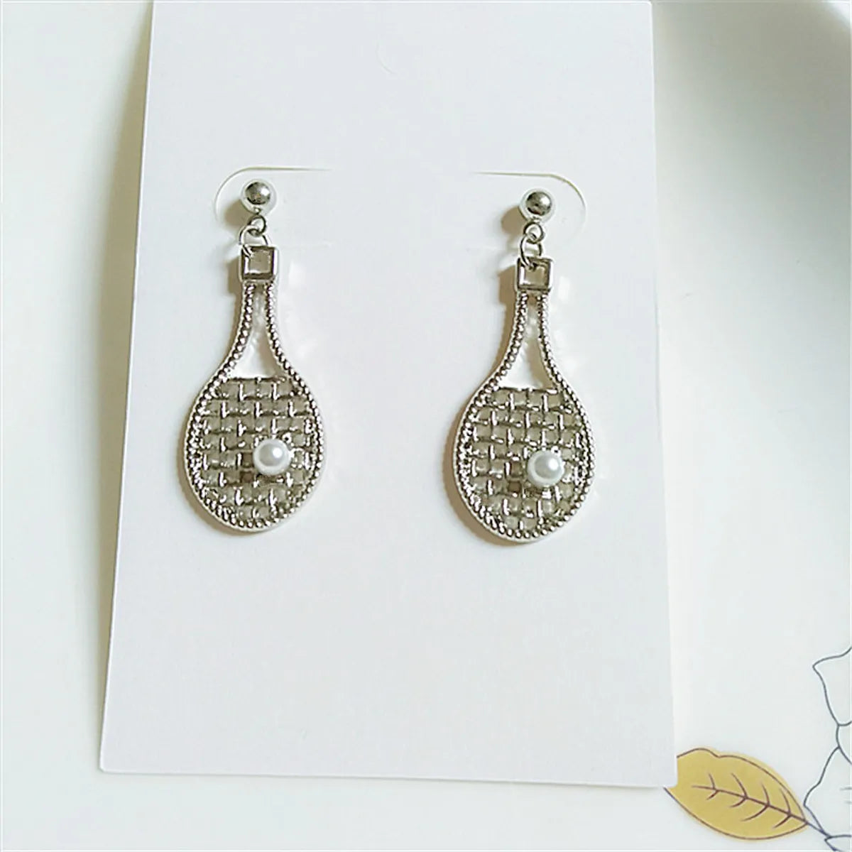 1 Pair Fashion Table Tennis Rackets Alloy Plating Artificial Pearls Women's Drop Earrings