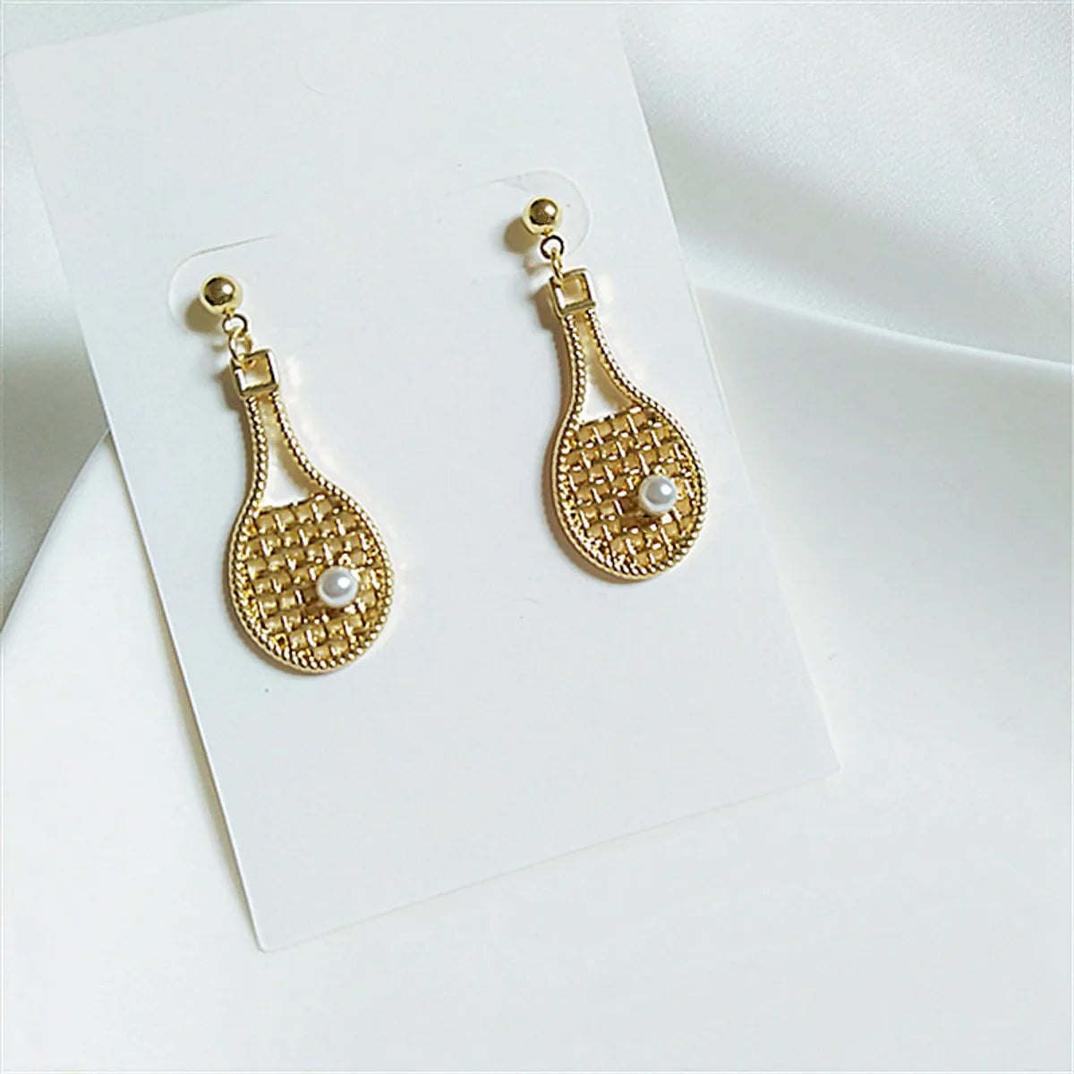 1 Pair Fashion Table Tennis Rackets Alloy Plating Artificial Pearls Women's Drop Earrings