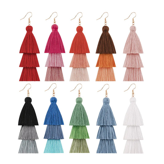 1 Pair Fashion Tassel Alloy Cotton Thread Handmade Women's Drop Earrings