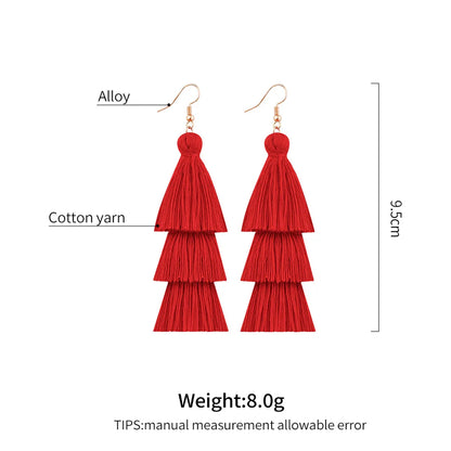 1 Pair Fashion Tassel Alloy Cotton Thread Handmade Women's Drop Earrings