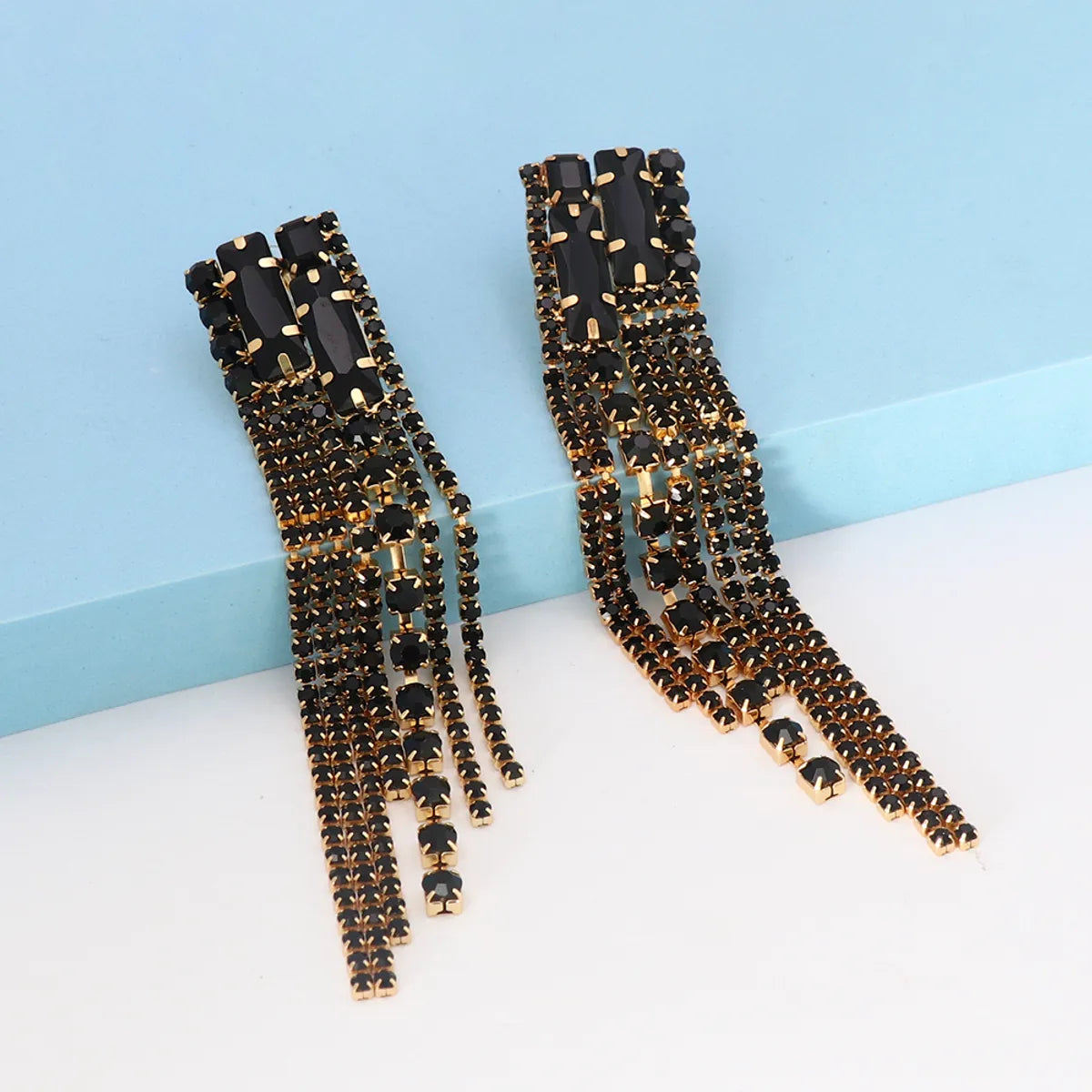 1 Pair Fashion Tassel Alloy Inlay Artificial Rhinestones Women's Drop Earrings