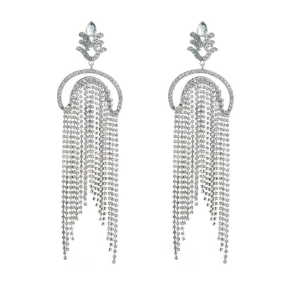 1 Pair Fashion Tassel Alloy Plating Inlay Rhinestones Gold Plated Women's Drop Earrings