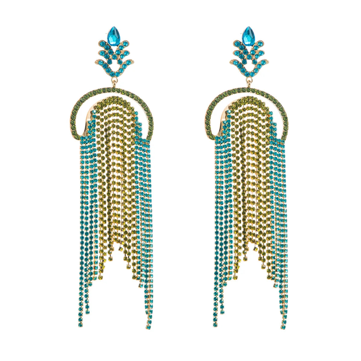 1 Pair Fashion Tassel Alloy Plating Inlay Rhinestones Gold Plated Women's Drop Earrings