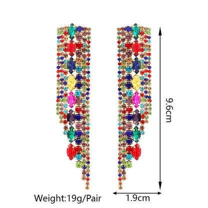 1 Pair Fashion Tassel Glass Metal Inlay Artificial Gemstones Women's Drop Earrings