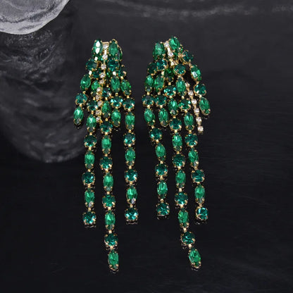 1 Pair Fashion Tassel Metal Plating Inlay Artificial Crystal Women'S Drop Earrings