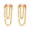 1 Pair Fashion Tassel Rectangle Copper Plating Inlay Zircon Drop Earrings