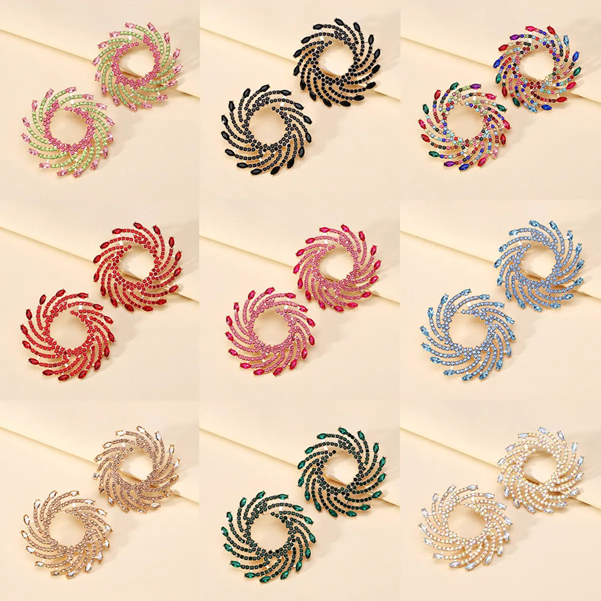 1 Pair Fashion The Answer Glass Metal Inlay Rhinestones Women'S Ear Studs