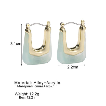 1 Pair Fashion U Shape Arylic Alloy Metal Women'S Earrings